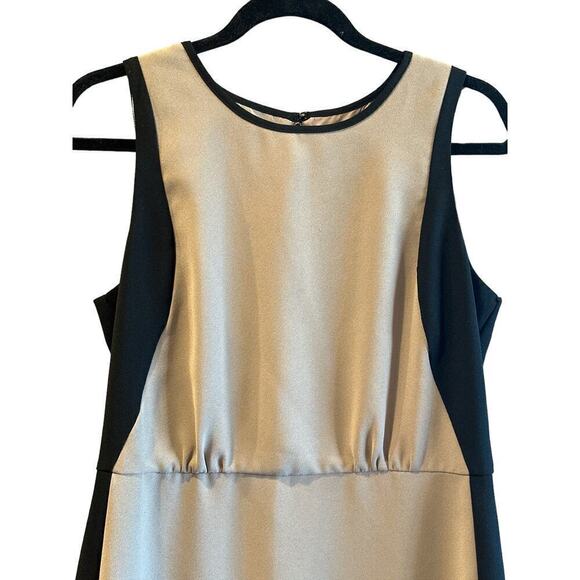 Ann Taylor LOFT Women's Sleeveless Colorblock Sheath Dress Size 6 Beige Black - Picture 2 of 6